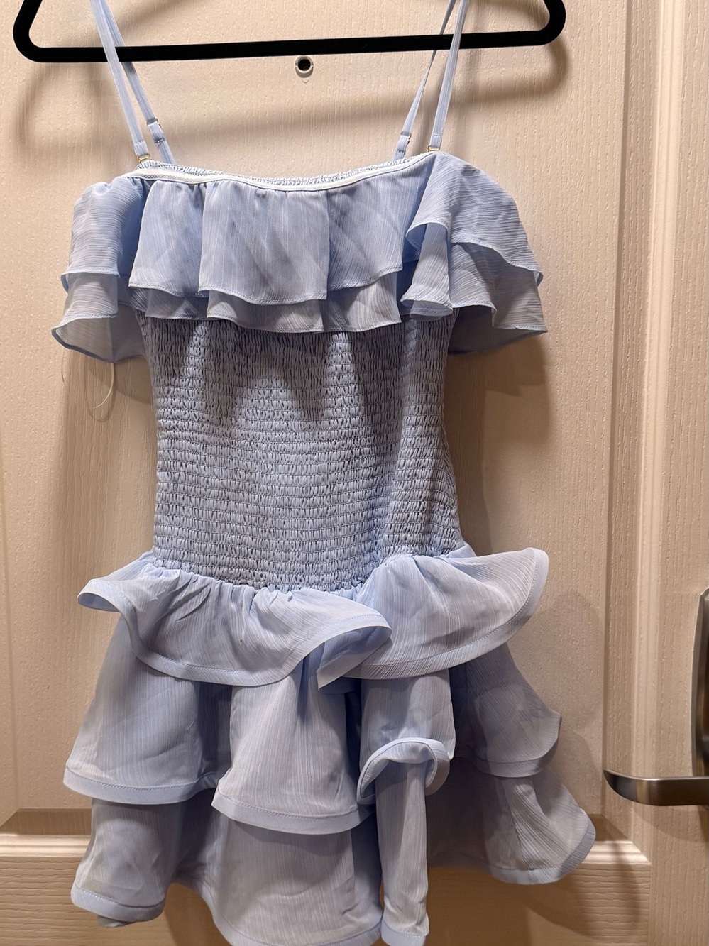 Elliatt Light Blue Ruffled Smocked Mini Dress - Picture 1 of 4